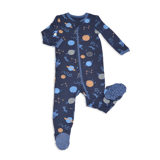 Bamboo Footies with Two Way Zipper (Lost in Space Print)