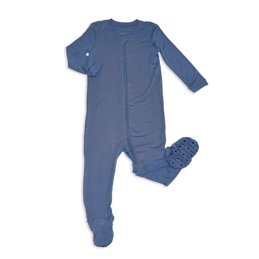 Bamboo Footies with Two Way Zipper (Galactic Blue)
