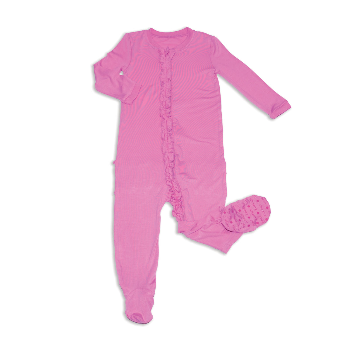 Bamboo Ruffle Footies with Two Way Zipper (Crocus)