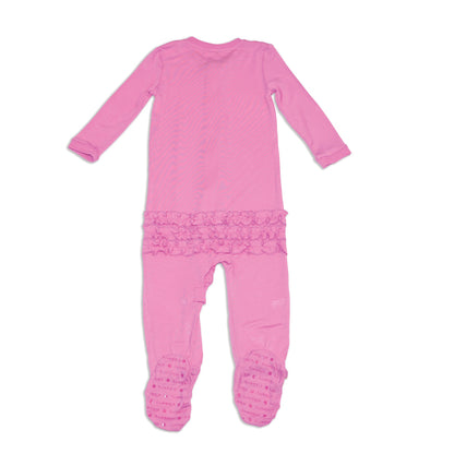 Bamboo Ruffle Footies with Two Way Zipper (Crocus)