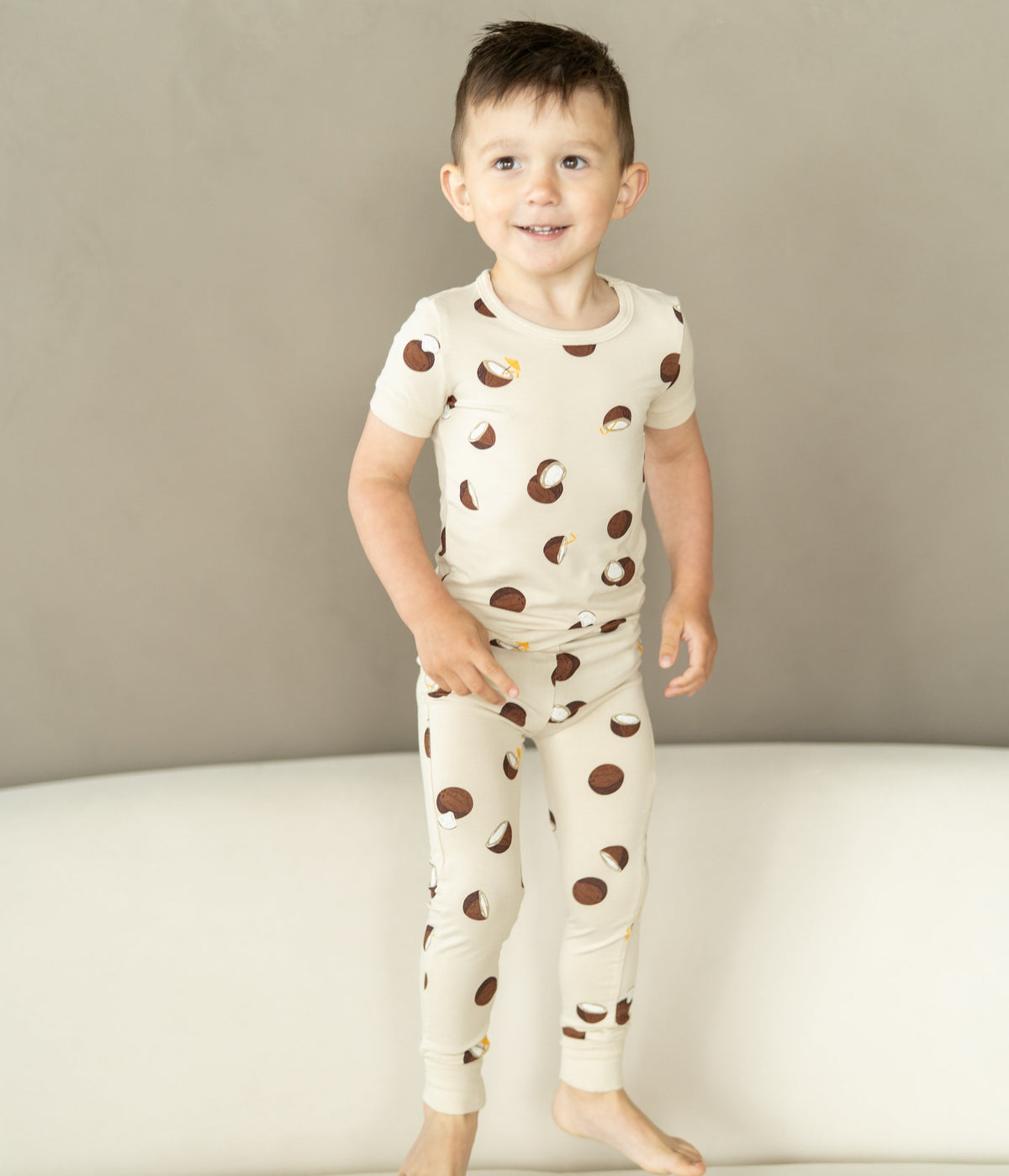 Bamboo Short Sleeve Pajama Set (Coconut Print)
