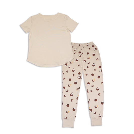 Women's Bamboo Short Sleeve Pajama Set (Coconut Print)