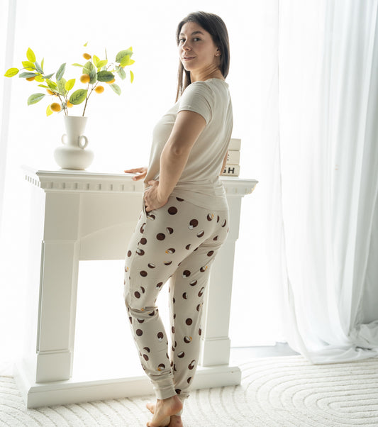 Women's Bamboo Short Sleeve Pajama Set (Coconut Print)