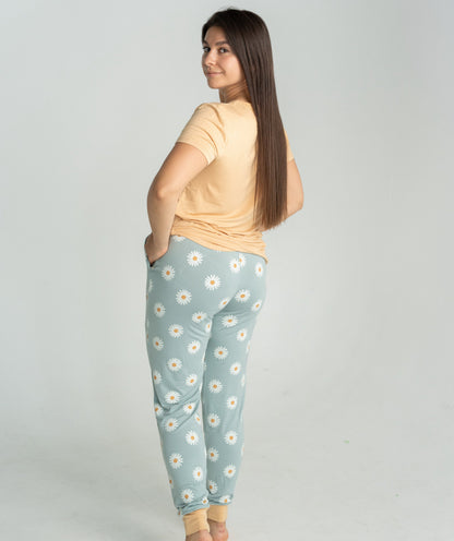Women's Bamboo Short Sleeve Pajama Set (Daisy Print)