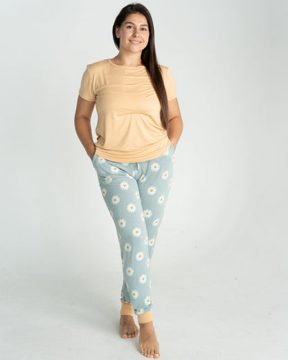 Women's Bamboo Short Sleeve Pajama Set (Daisy Print)