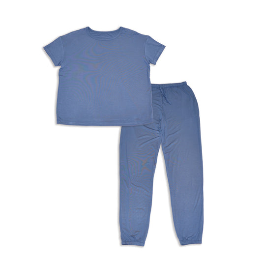 Women's Bamboo Short Sleeve Loungewear Set (Galactic Blue)