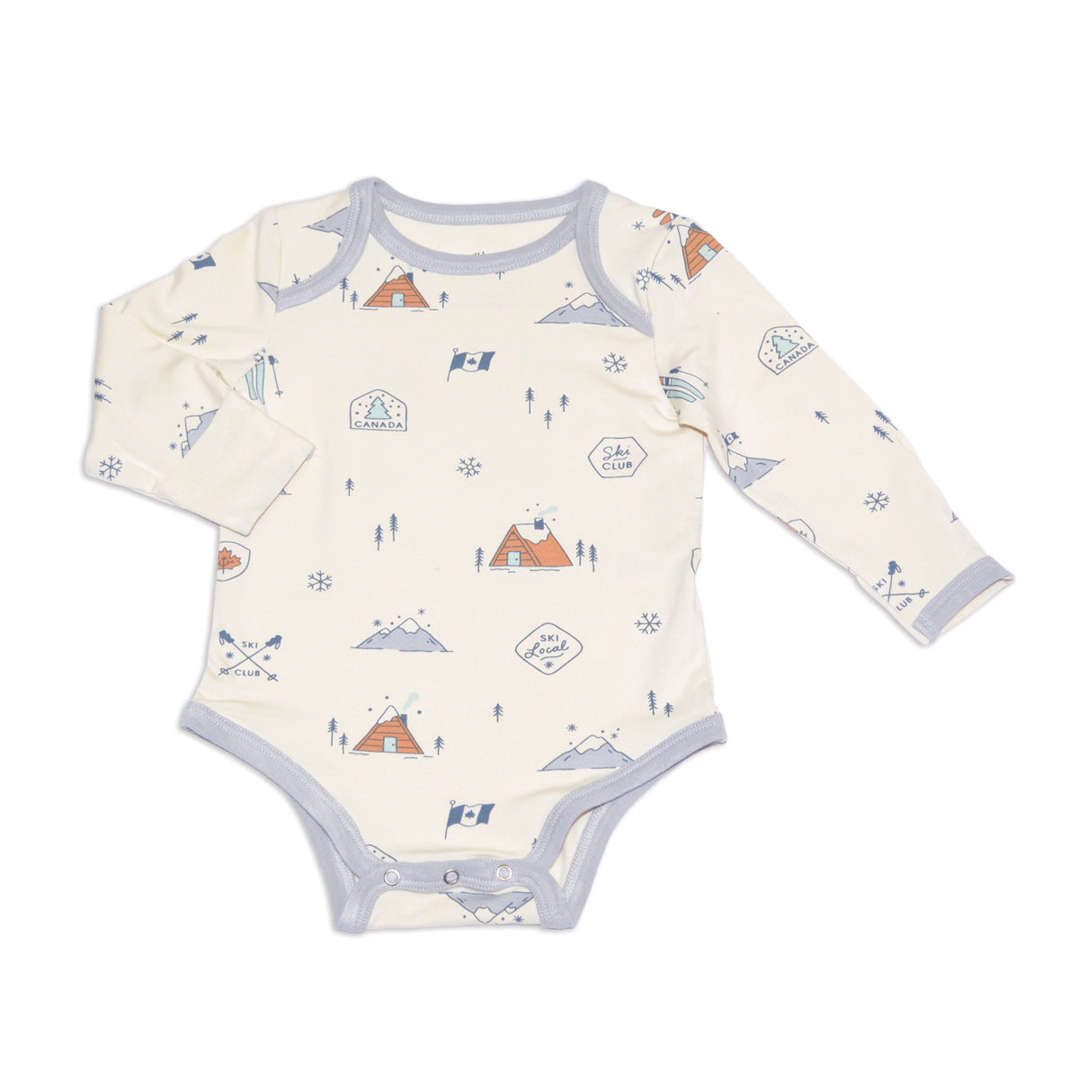 Bamboo Long Sleeve Onesie (Ski Club Print)