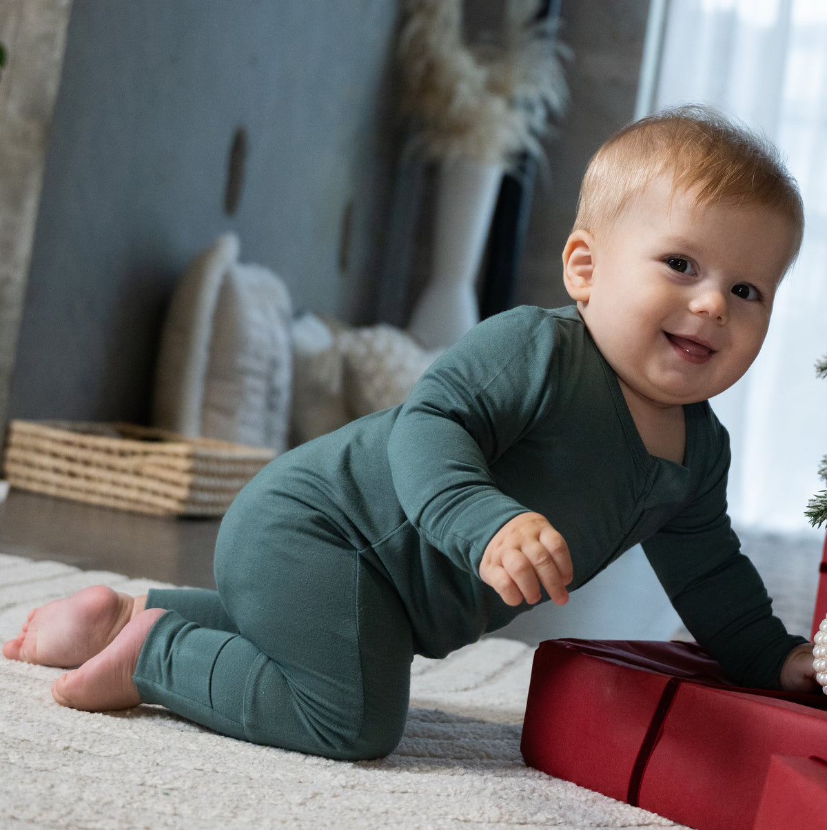 Bamboo 2-way Zipper Romper Sleeper (Pine)