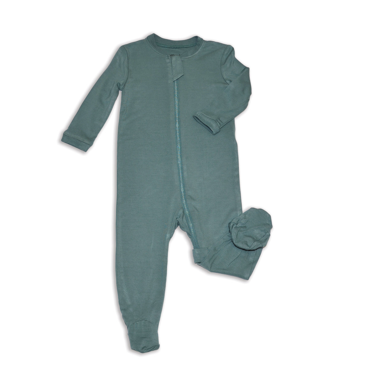 Bamboo Footies with Two Way Zipper (Pine)