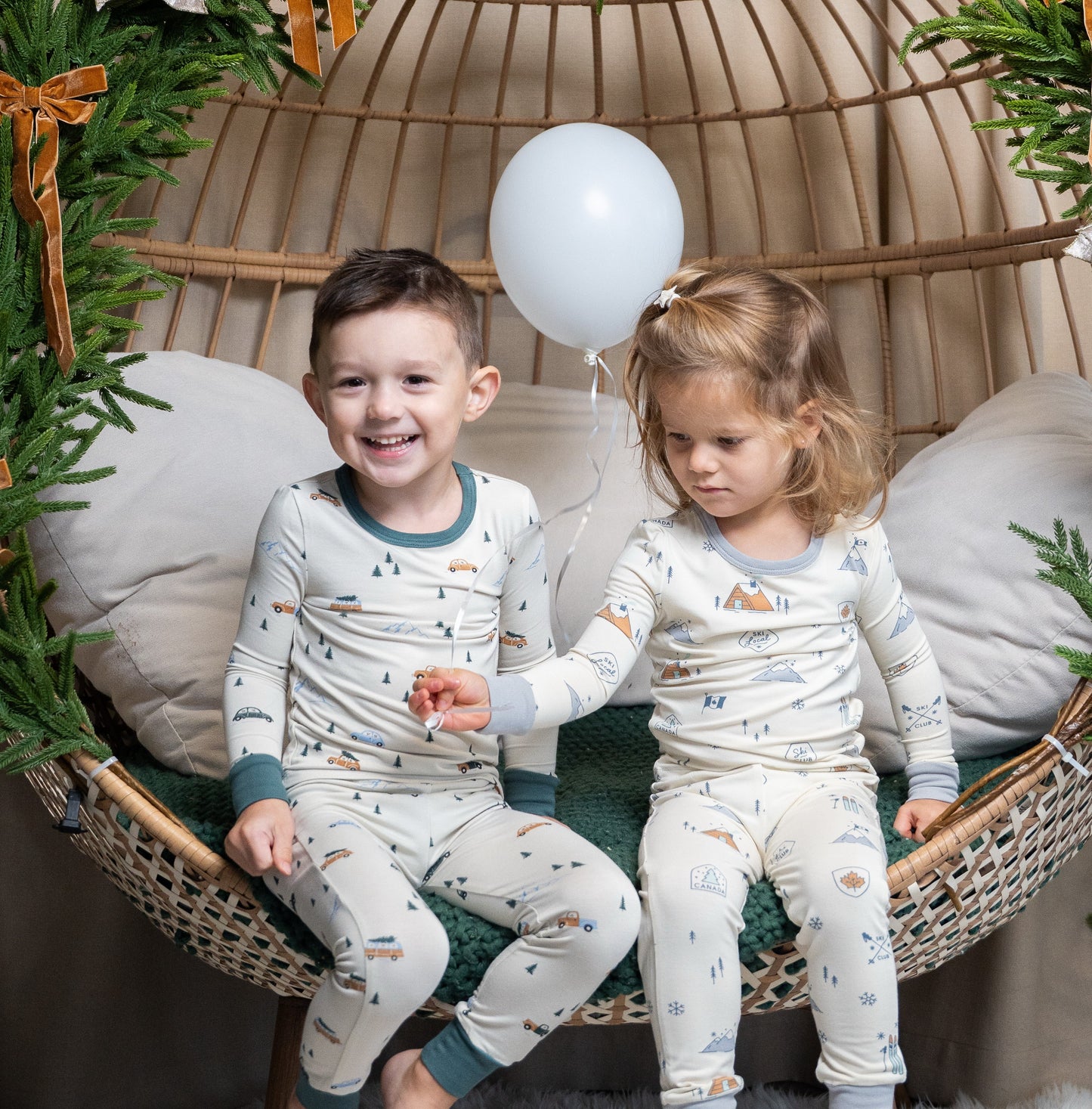 Bamboo Long Sleeve Pajama Set (Ski Club Print)