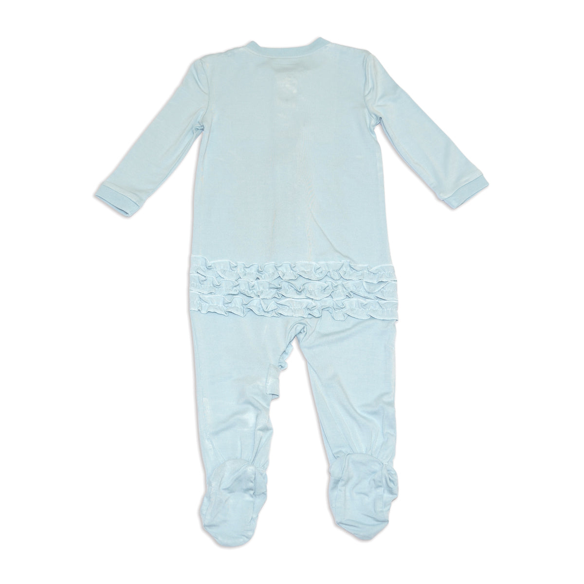 Bamboo Ruffle Footies with Two Way Zipper (Blue Cloud)
