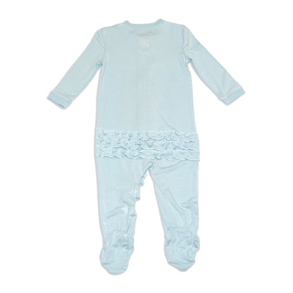 Rayon from Bamboo Ruffle Footies with Two Way Zipper (Blue Cloud)