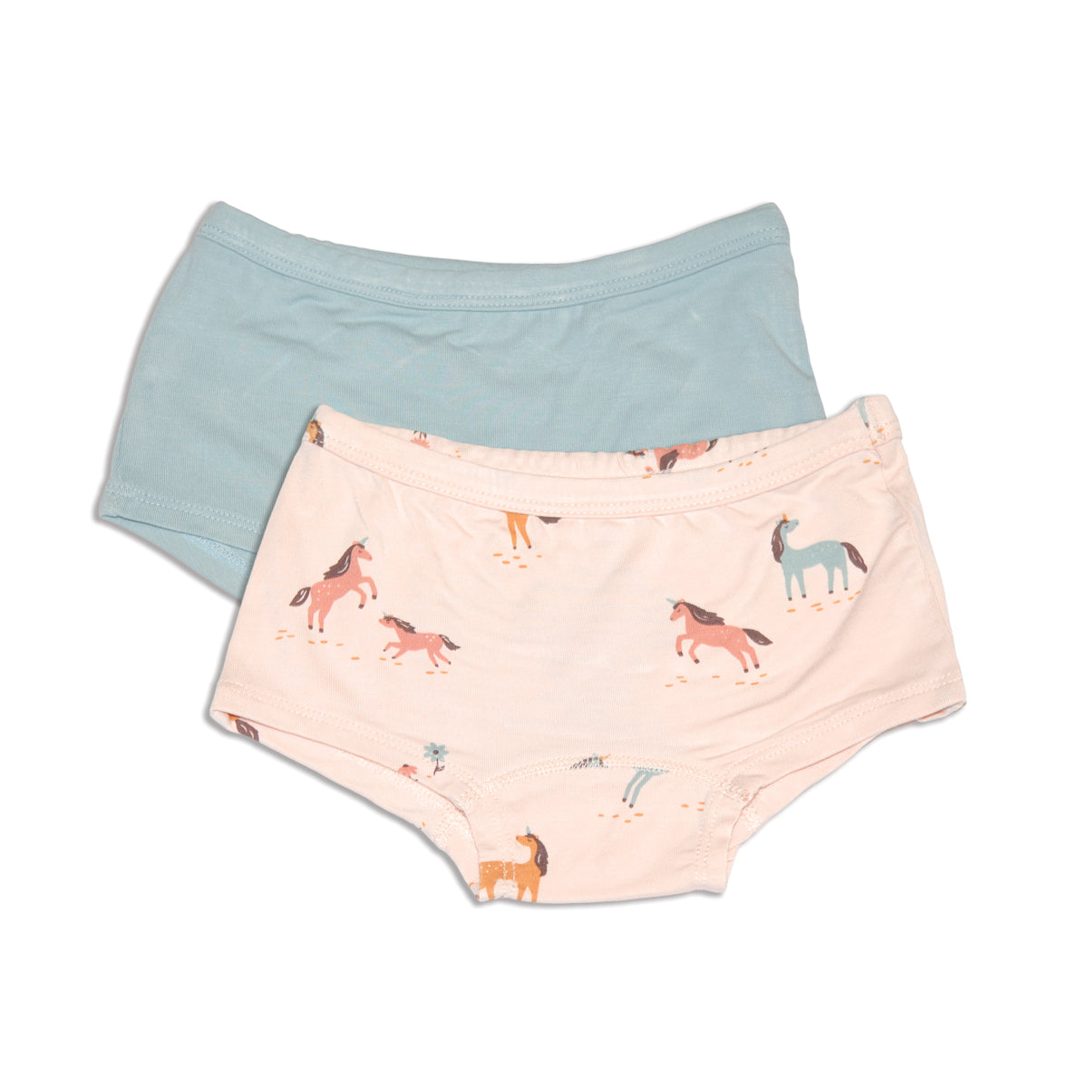 Bamboo Girls Boyshorts 2 Pack(Unicorn Meadow Print/Blue Cloud)