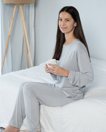 Women's Rayon from Bamboo Long Sleeve Loungewear Set (High Rise)
