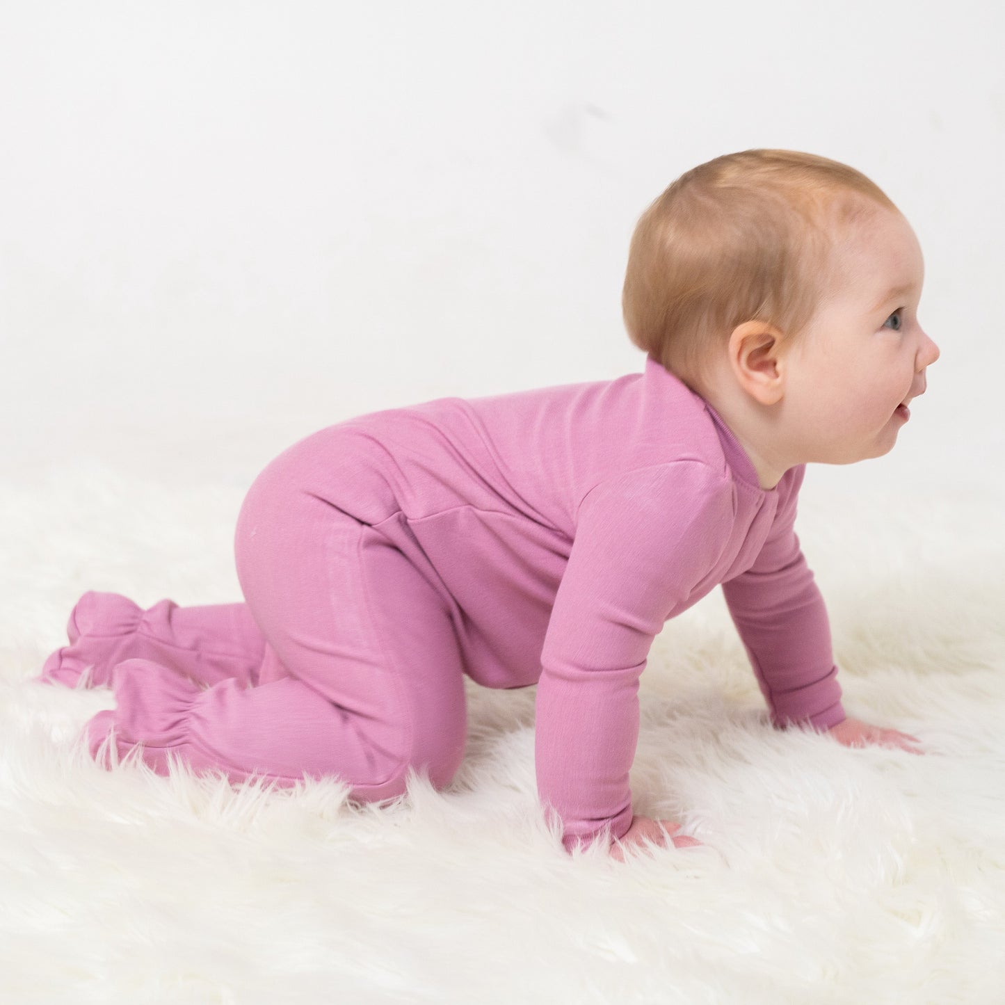 Bamboo Fleece Footie W/2 Way Zipper (Mauve Orchid)