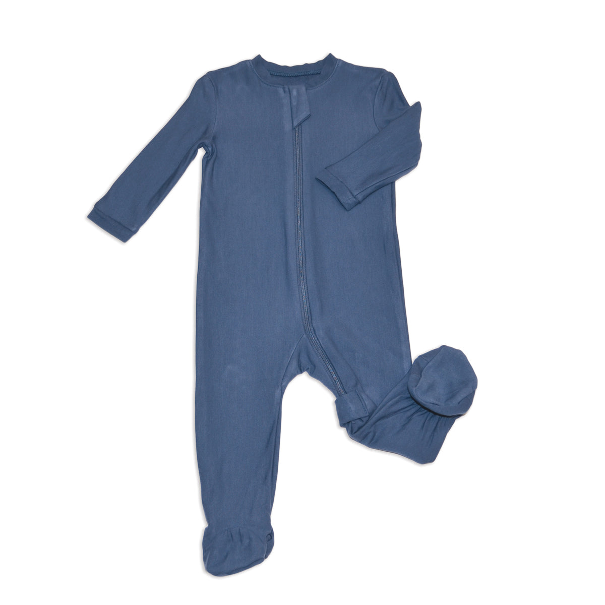 Bamboo Fleece Footie W/2 Way Zipper (Indigo)