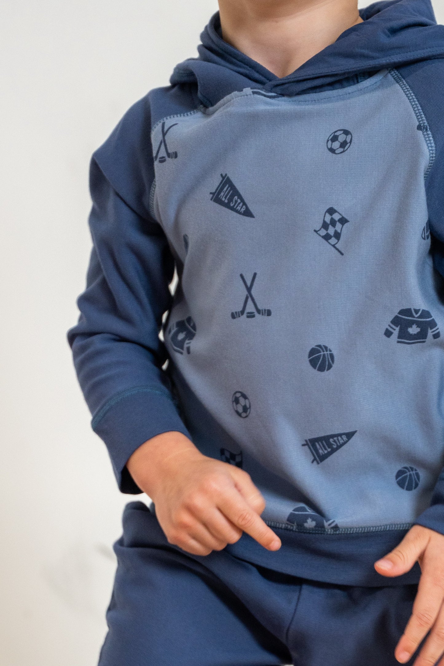 Bamboo Fleece Pullover Hoodie (All Star Print/Indigo)