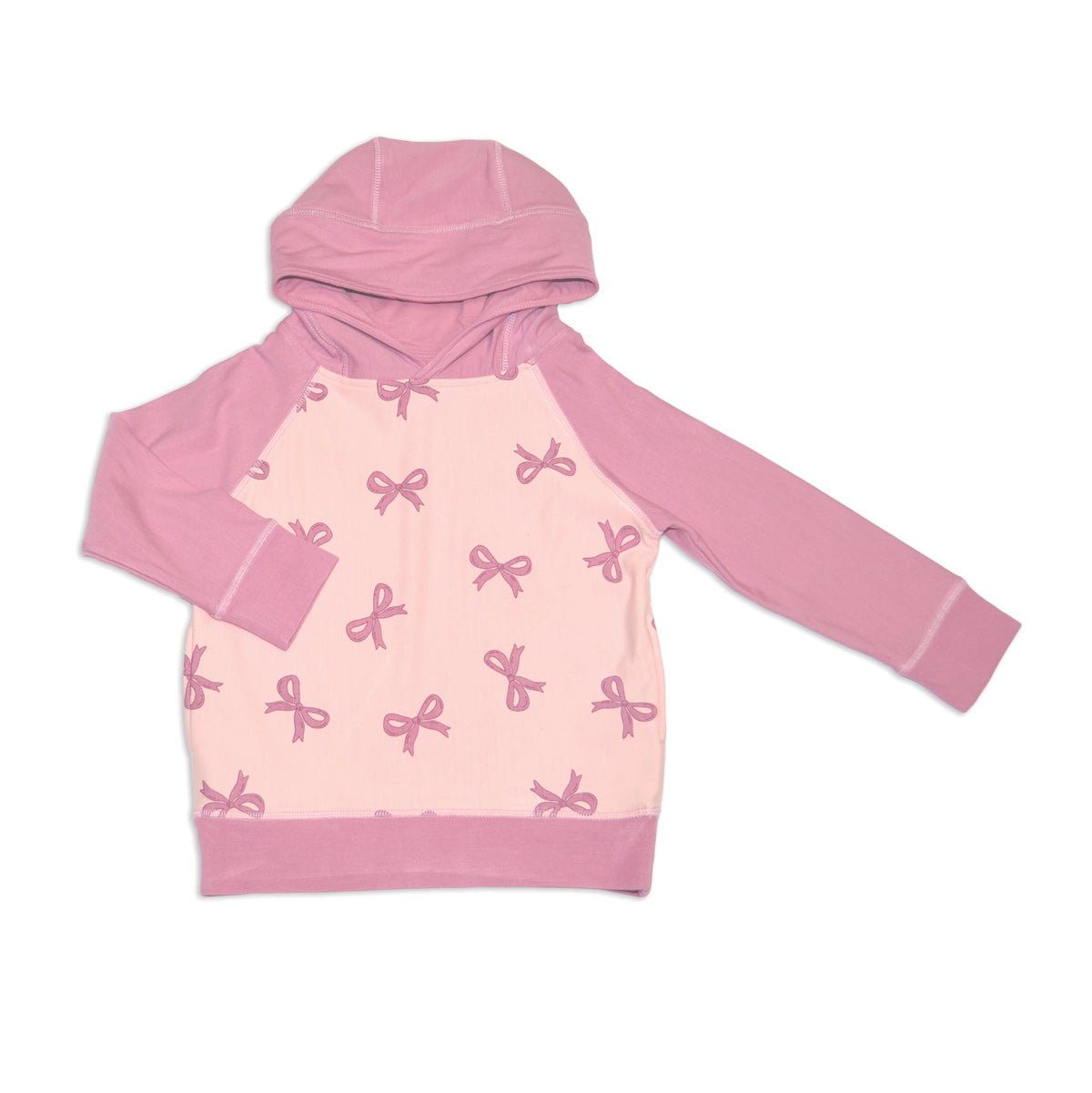 Bamboo Fleece Pullover Hoodie (Whimsical Bow Print/Mauve Orchid)