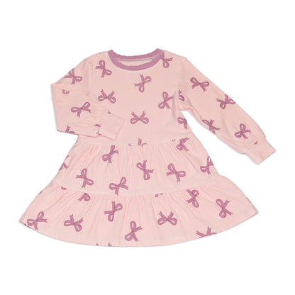 Rayon from Bamboo Fleece Tiered Dress (Whimsical Bow Print)