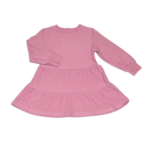 Bamboo Fleece Tiered Dress (Mauve Orchid)