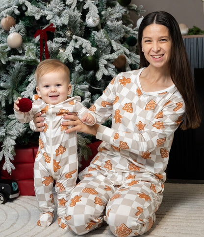 Women's Rayon from Bamboo Long Sleeve Pajama Set (Gingerbread Party Print)
