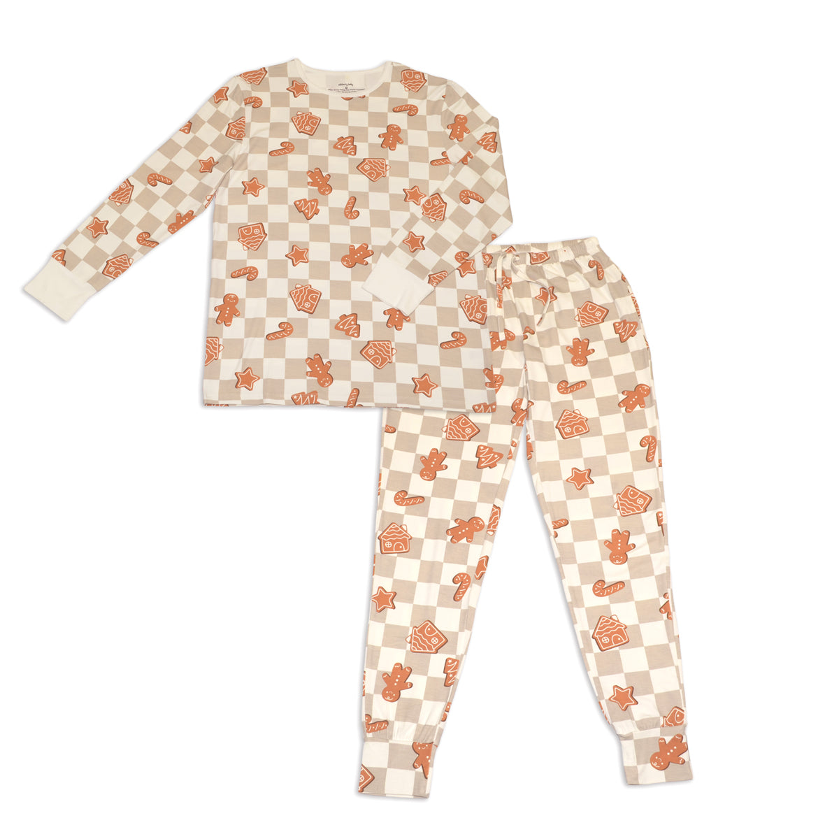 Women's Bamboo Long Sleeve Pajama Set (Gingerbread Party Print)