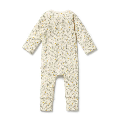 Lemon Leaf Organic Zipsuit with Feet | Wilson + Frenchy