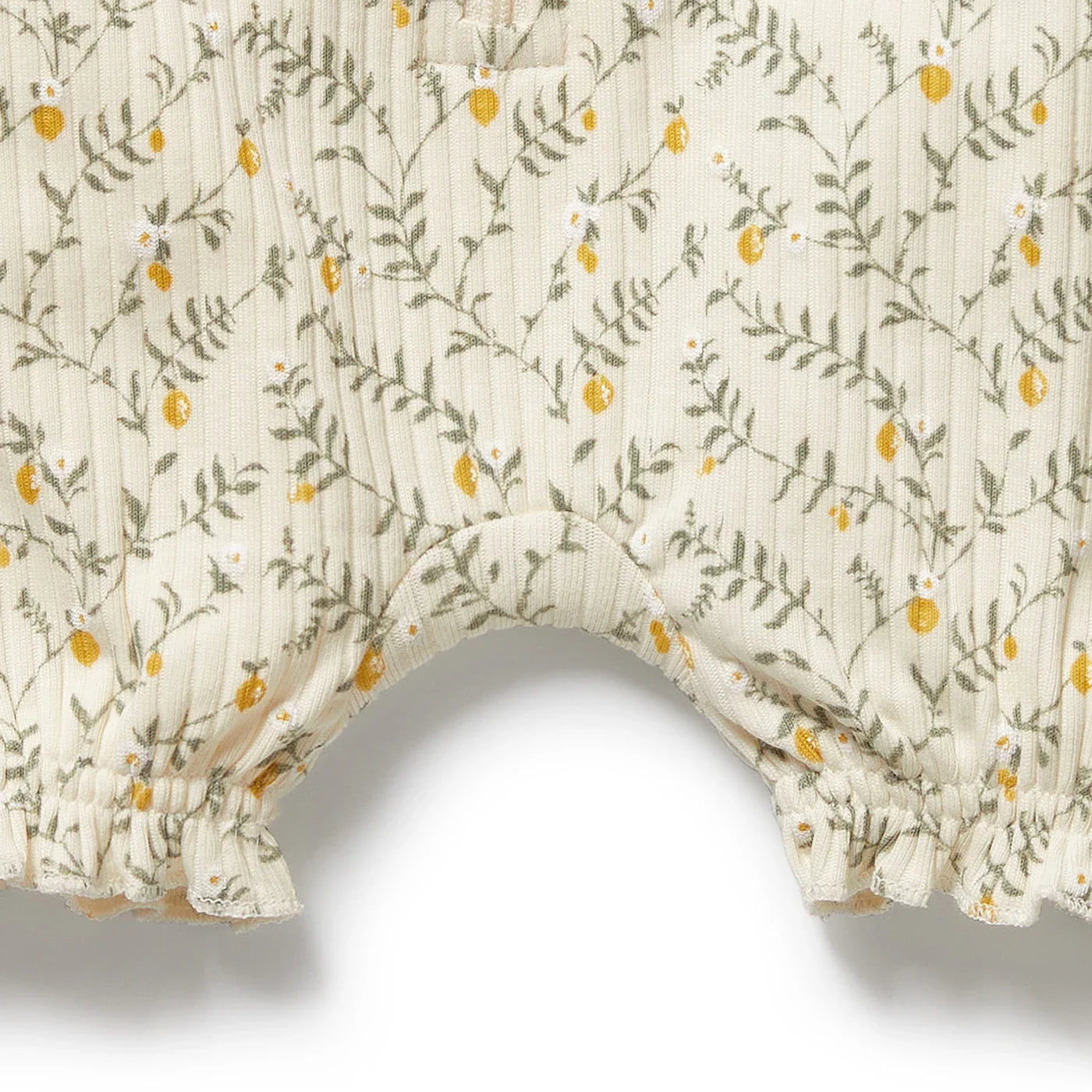 Lemon Leaf Organic Ruffle Zipsuit | Wilson + Frenchy