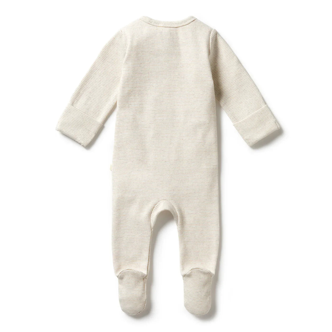 Pyjama zippé en coton biologique à rayures avec pieds | Couleur avoine | Wilson + Frenchy