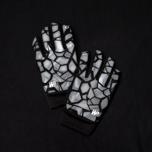 Gants de navetteur réfléchissants hexagonaux chromés noirs