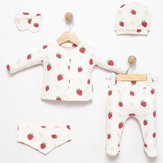 Ensemble 5 pièces nouveau-né Charme Fraise