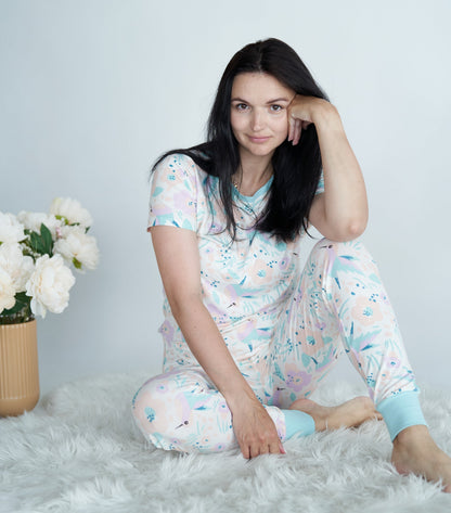 Pyjama pour femme en rayonne de bambou à manches courtes — Hummingbird Garden