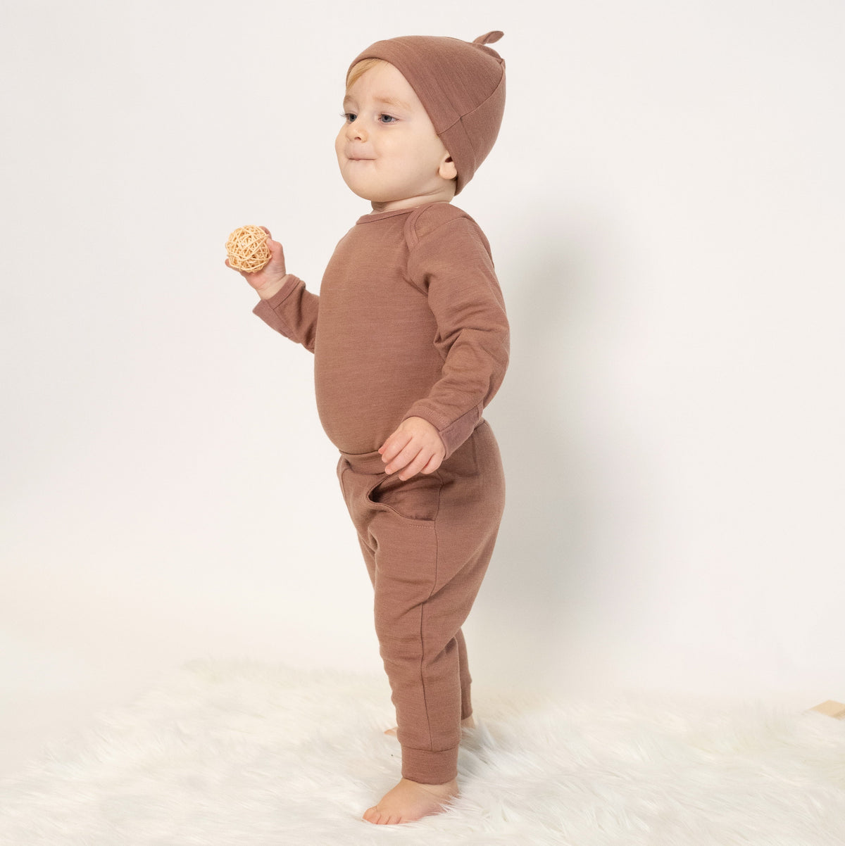 Bamboo Wool Long Sleeve Onesie (Earthy)