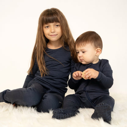 Dormeuse en laine et rayonne de bambou à zip double sens — Blue Night