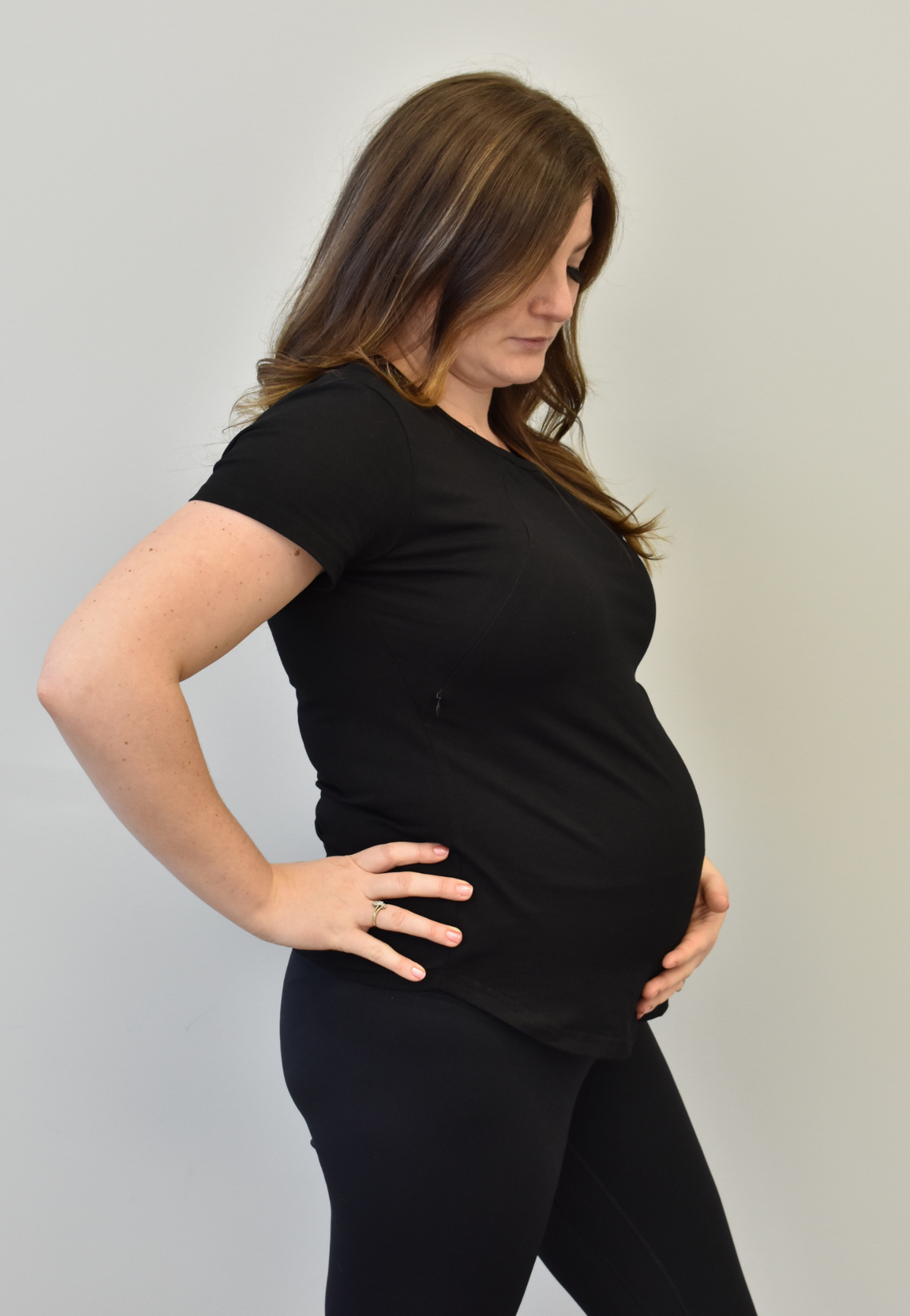 Zoe Short-Sleeve Zipper Nursing Tee