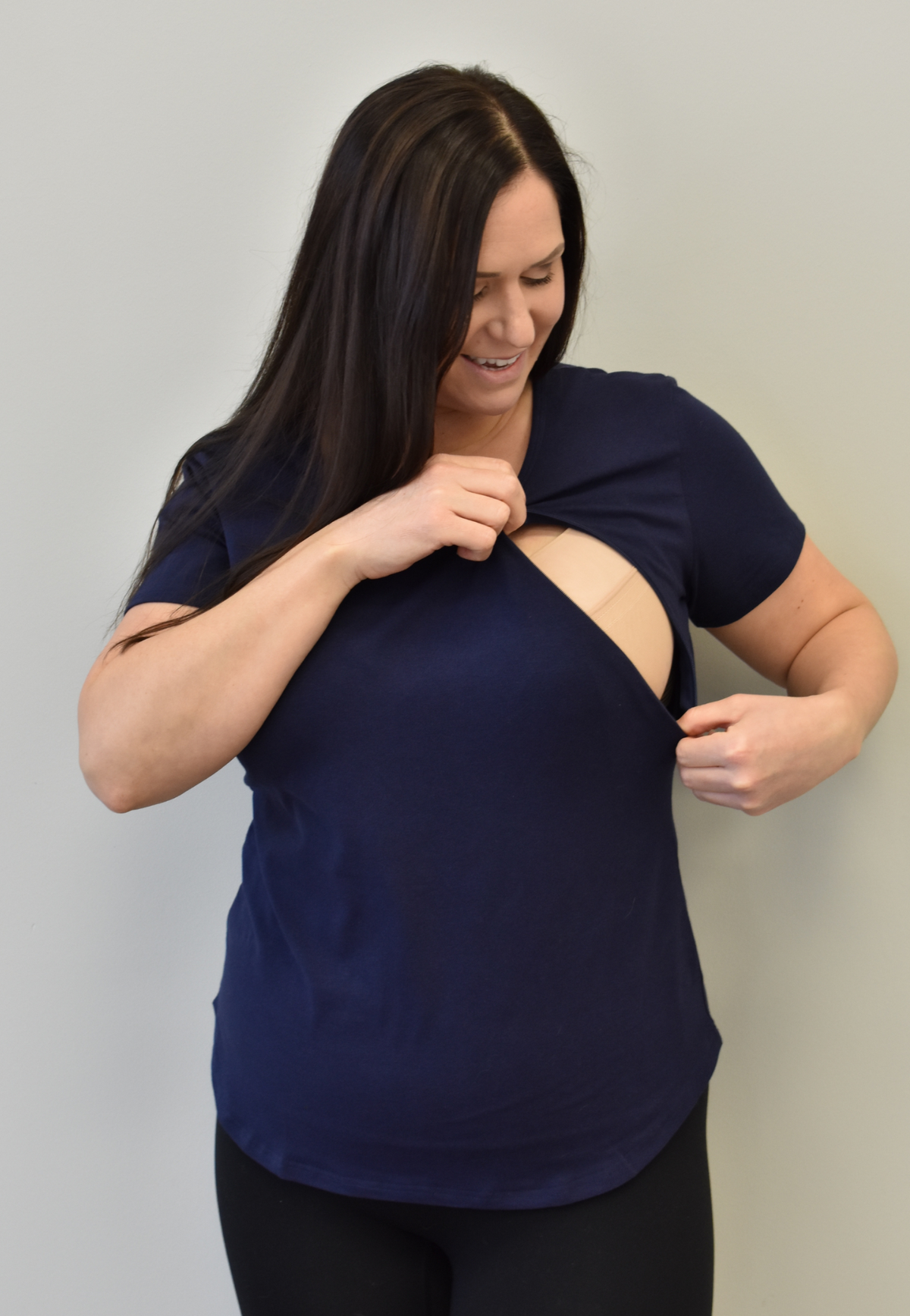 Zoe Short-Sleeve Zipper Nursing Tee