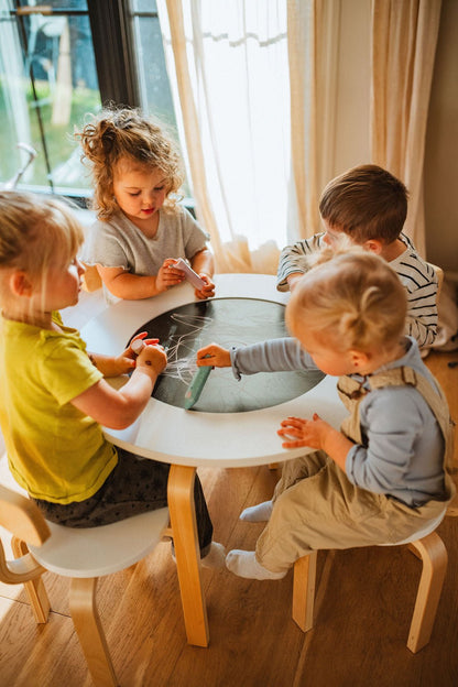 Table sensorielle en bois pour tout-petits - Table d'activités Montessori 4-en-1
