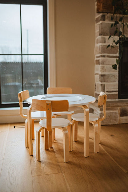 Table sensorielle en bois pour tout-petits - Table d'activités Montessori 4-en-1