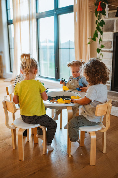 Table sensorielle en bois pour tout-petits - Table d'activités Montessori 4-en-1