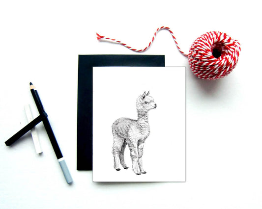 Carte de vœux Adorable Alpaga