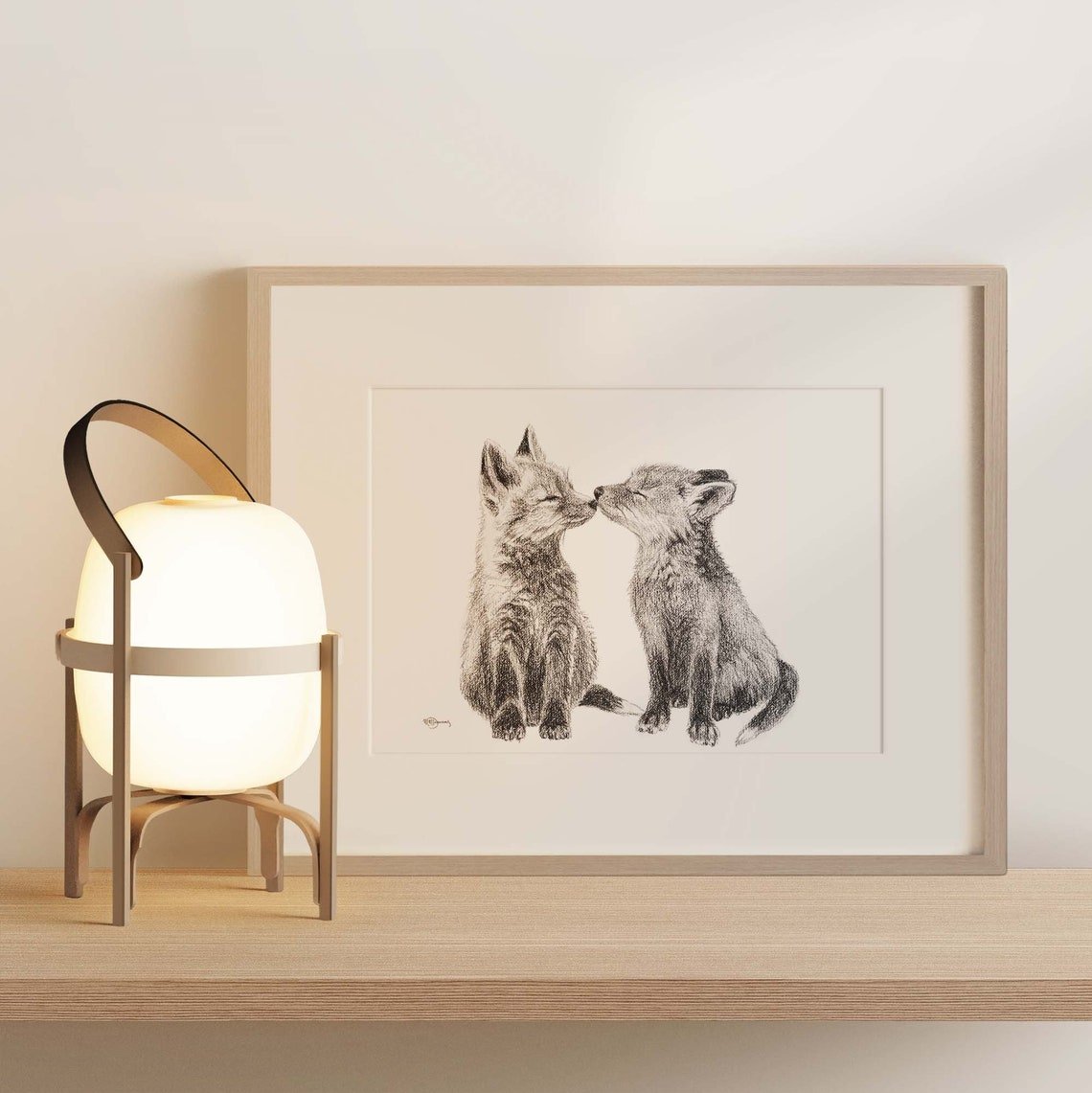 Adorables bébés renards - impression d'art animalier