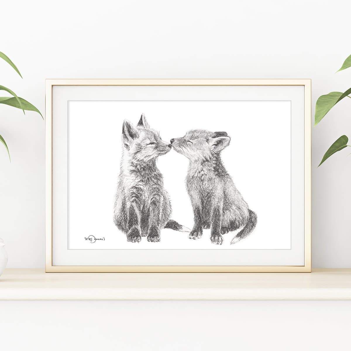 Adorables bébés renards - impression d'art animalier