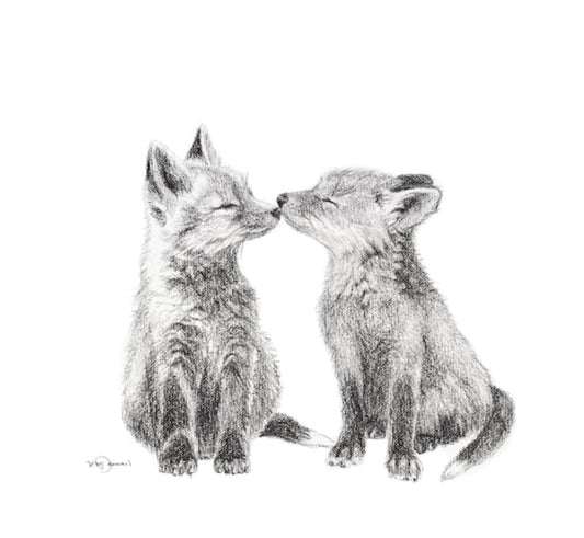 Adorables bébés renards - impression d'art animalier