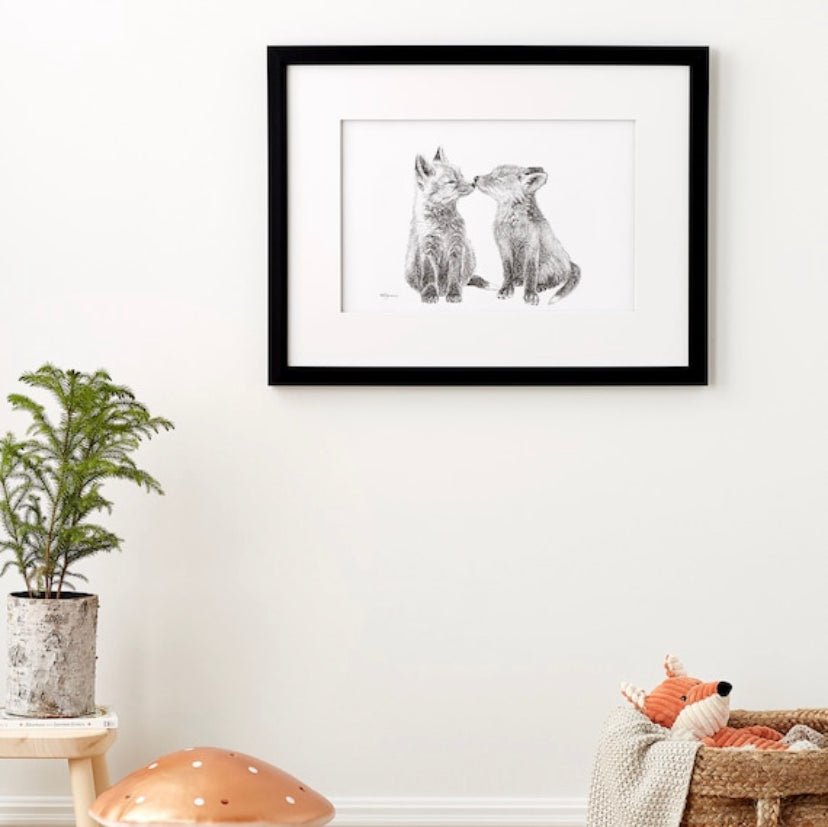 Adorables bébés renards - impression d'art animalier