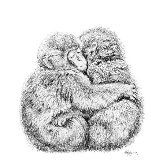 Adorable singe faisant un câlin - Impression d'art