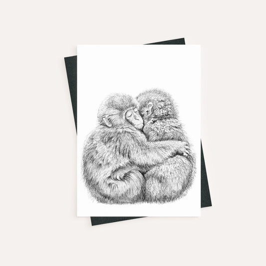 Adorable singe câlin - carte de vœux