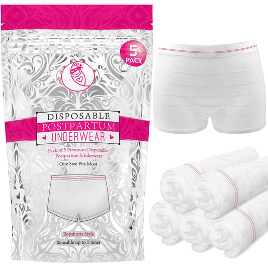 Disposable Postpartum Boyshort Underwear, 5 Pack