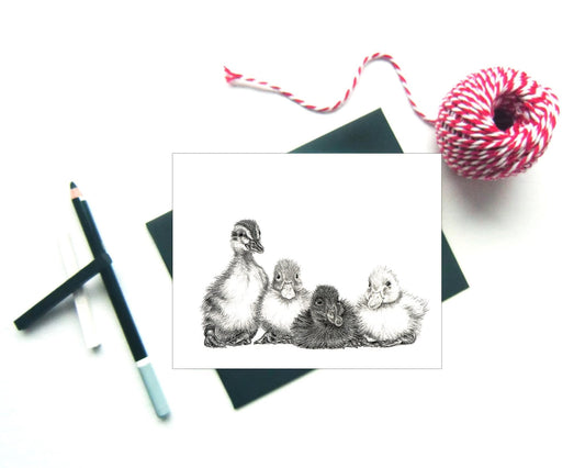 Carte de vœux Bébé canetons