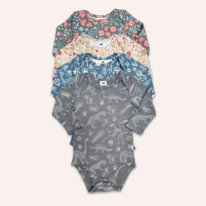 Baby Long-Sleeve Bamboo Onesie | Market Veggies