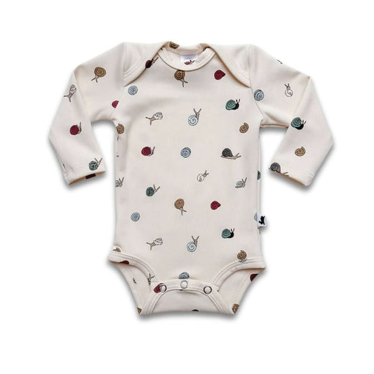 Baby Long-Sleeve Bamboo Onesie | Ditsy Snails